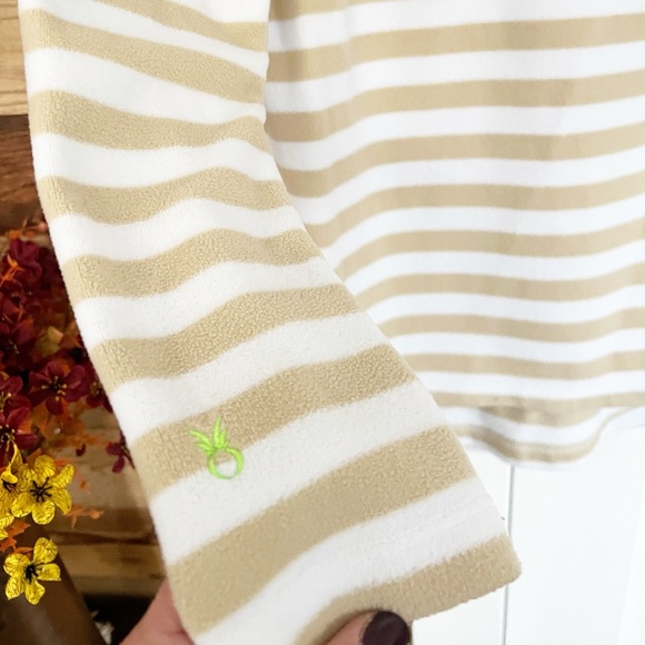 Dudley Stephens Prospect Pullover Vello Fleece Tan/White Small - Picture 4 of 6